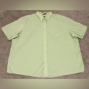 Eddie Bauer Men’s 3XL Relaxed Fit Short Sleeve Green & White Striped Button Down